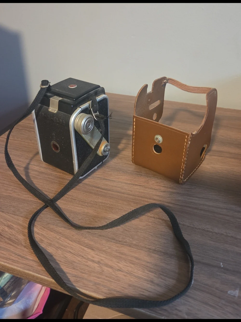 Kodak Duaflex III Black Camera with Tan Leather Case